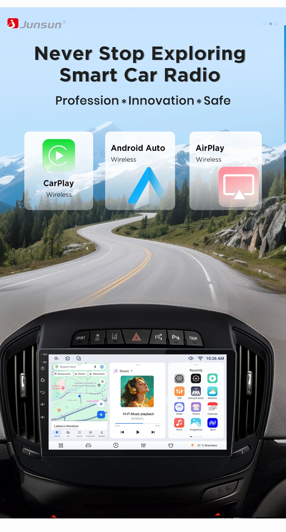 Junsun Wireless CarPlay Android Auto Autoradio für Opel Insignia 2013-2017 Auto-Intelligentes System DSP SWC RDS GPS FM BT – Detail 2