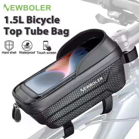 NEWBOLER EVA Bike Bag Bicycle Front Frame Bag Touch Screen MTB Waterproof Phone Holder Bicycle Accessories Fit for 7.2 In Phones