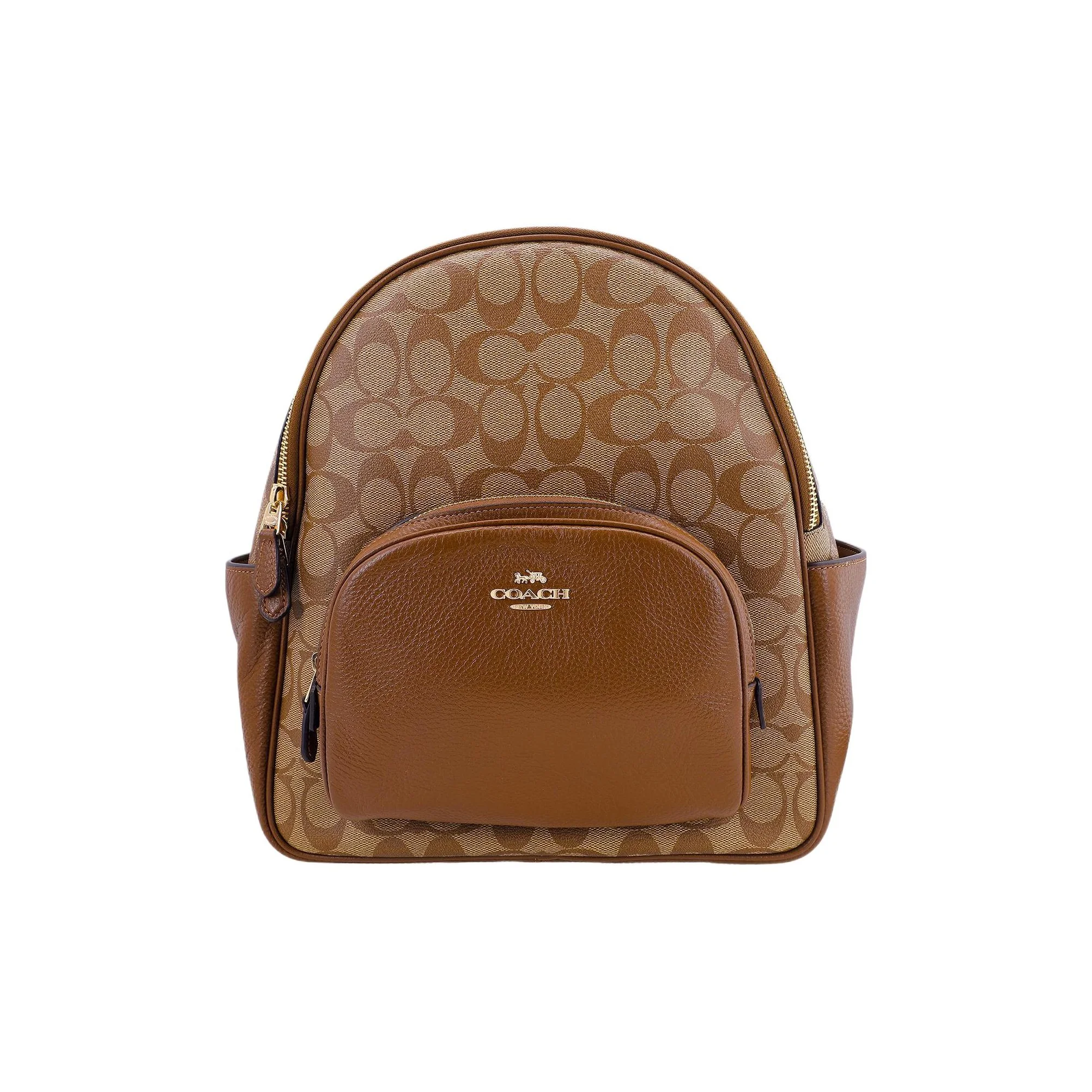 COACH Court Coated Canvas With Refined Pebbled Leather Backpack Large Women's Brown Monogram 5671-IME74