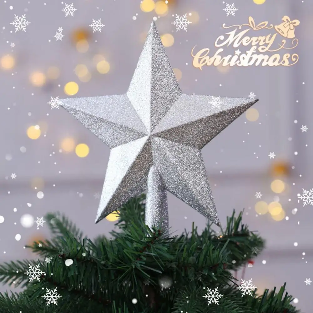 20cm Christmas Tree Top Star Merry Christmas Decorations for Home Shiny Gold Powder Five-pointed Star New Year's Ornament