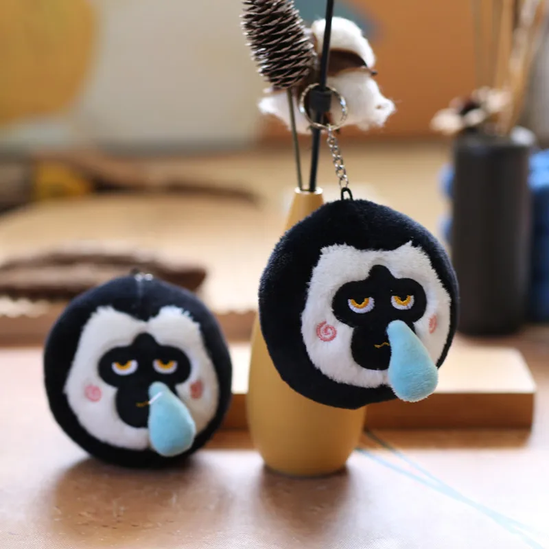 11cm Fun Lovely Plush Doll Pendant Cute Runny Nose Little Monkey Pendant KeyChain Bag Decoration Toy Hanging Children Ornament