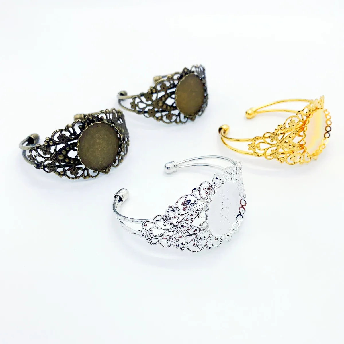 

Onebeading Fit 25mm Round Cabochons Bracelet Base Bangle Blank Vintage Pattern Glass DIY Making Accessories 2pcs K05106