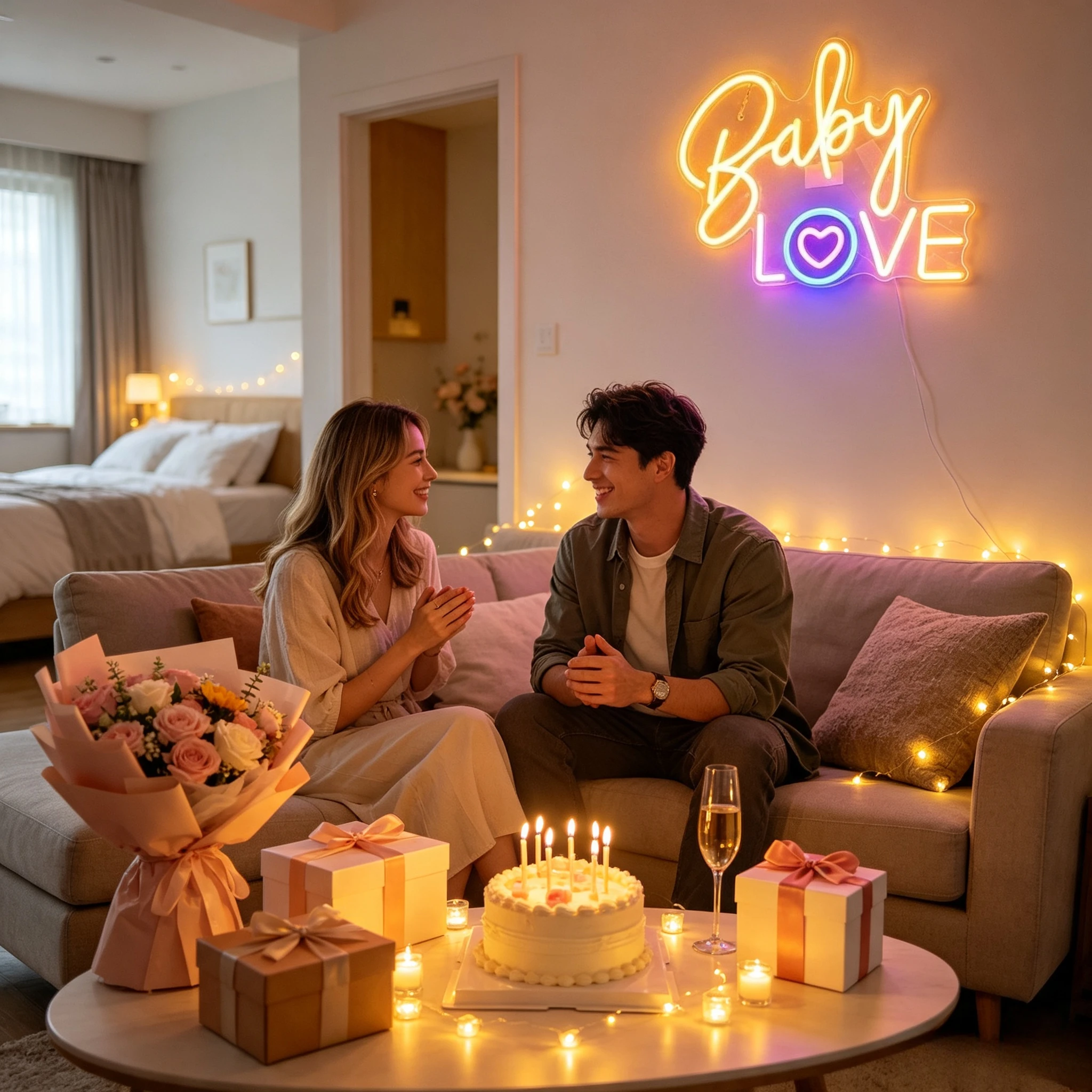 Baby Love Neon Sign Dimmable LED Wall Light for Baby Shower Nursery Bedroom Wedding Proposal Birthday Party Home Wall Decor Gift
