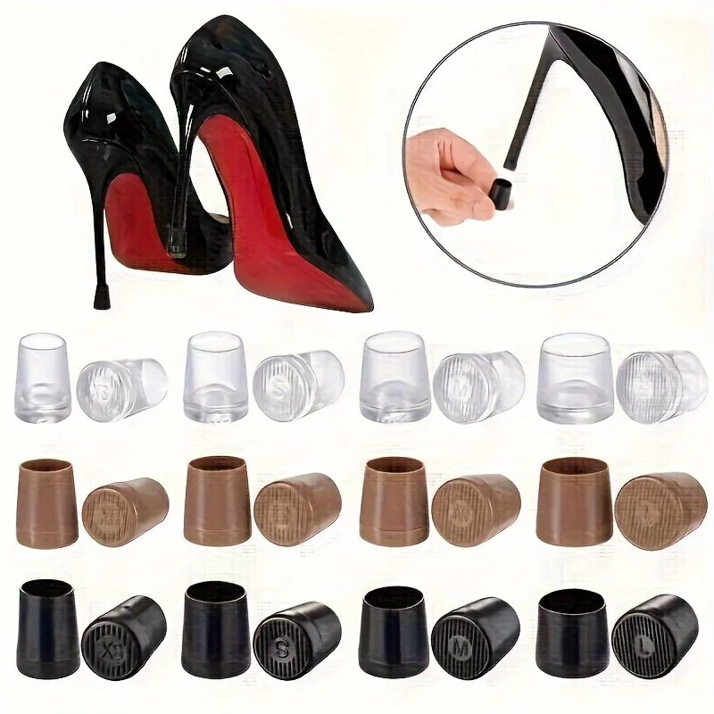 Plastic High Heel Shoe Protective Cover - Anti slip, Noise reducing, and Slim fit Design, 1 set in 4 sizes
