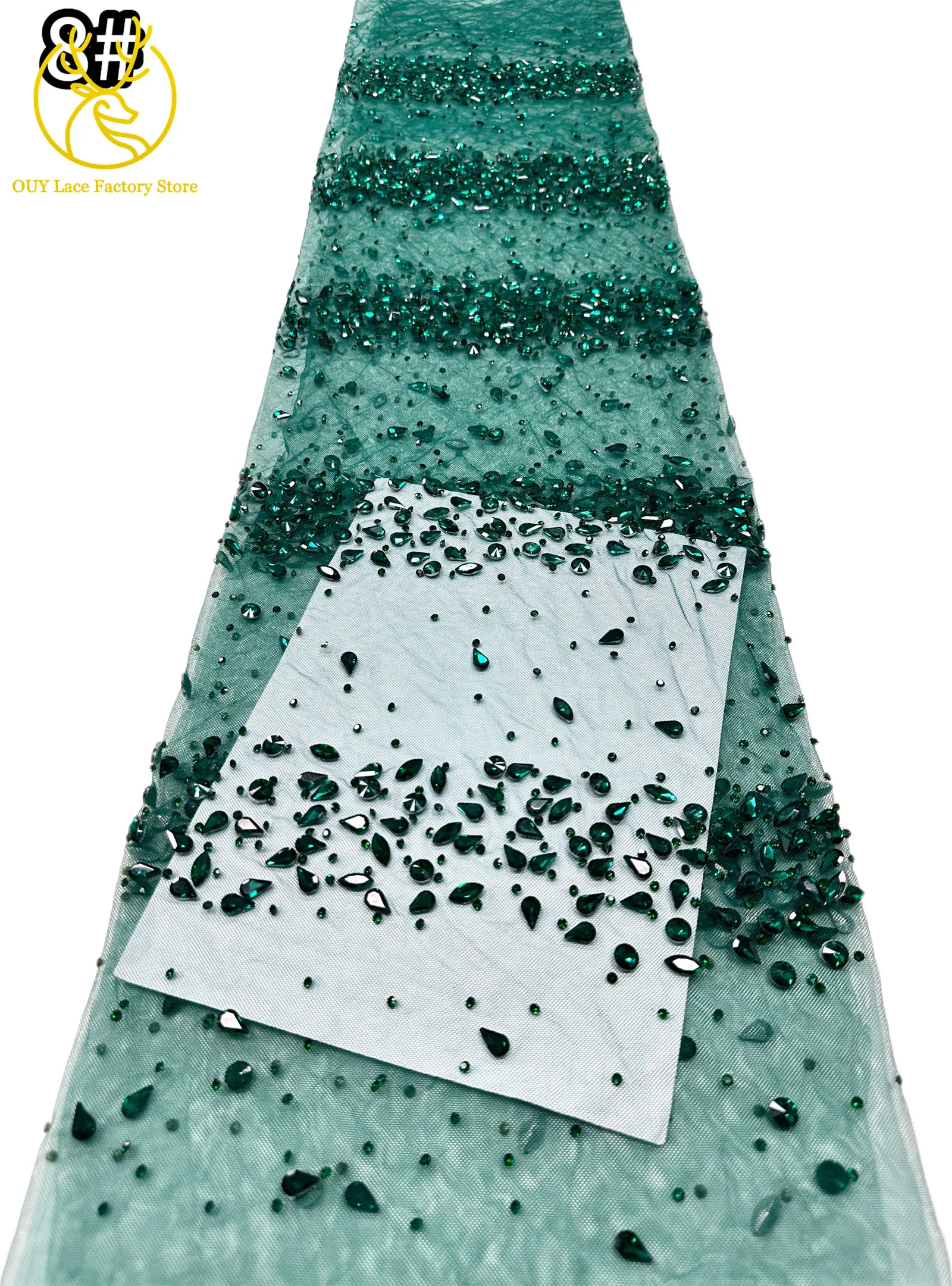 Goldener Luxus-Tüll-Spitzenstoff aus Dubai, hochwertiger nigerianischer afrikanischer Diamant-Tüll-Spitzenstoff für Hochzeitskleidung. – Detail 18