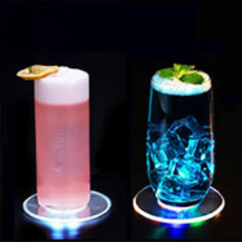 50Pcs Colorful LED Light-emitting Cup Sticker Flashing Bottle Sticker Light-emitting Coaster Stall Bar Light-emitting Props