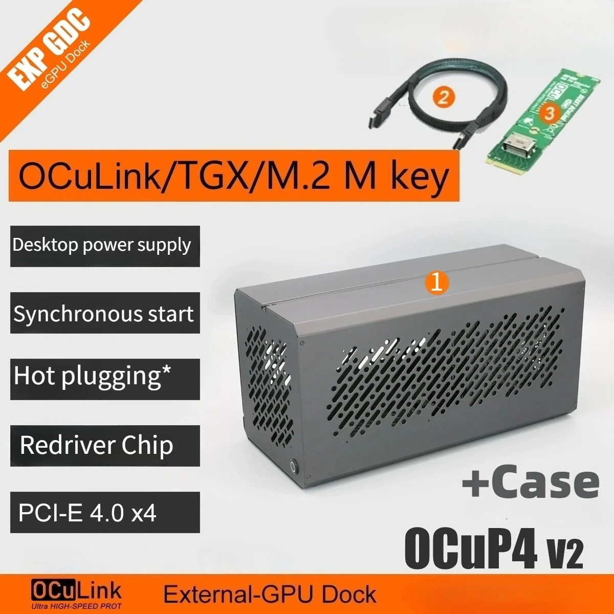 SFX27 ATX37 Case OCuP4V2 OCuLink GPU Dock ReDriver Chip PCIE 4.0x4 NVME M.2 To OCulink Adapter External Graphics Card For Laptop