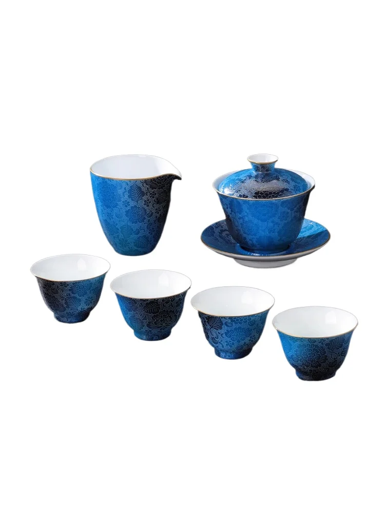 

Чайный сервиз ручной работы с цветочной крышкой на гриле, чайная чашка, бытовая высококачественная подарочная коробка