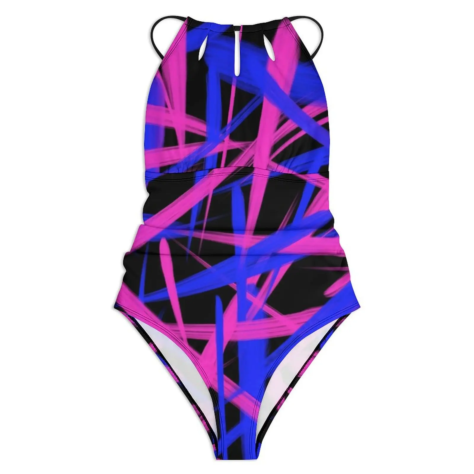 Neon Paint Swimsuit Sexy Graphic Art Print One-Piece Swimwear Push Up Swimsuits Modern Fitness Beachwear