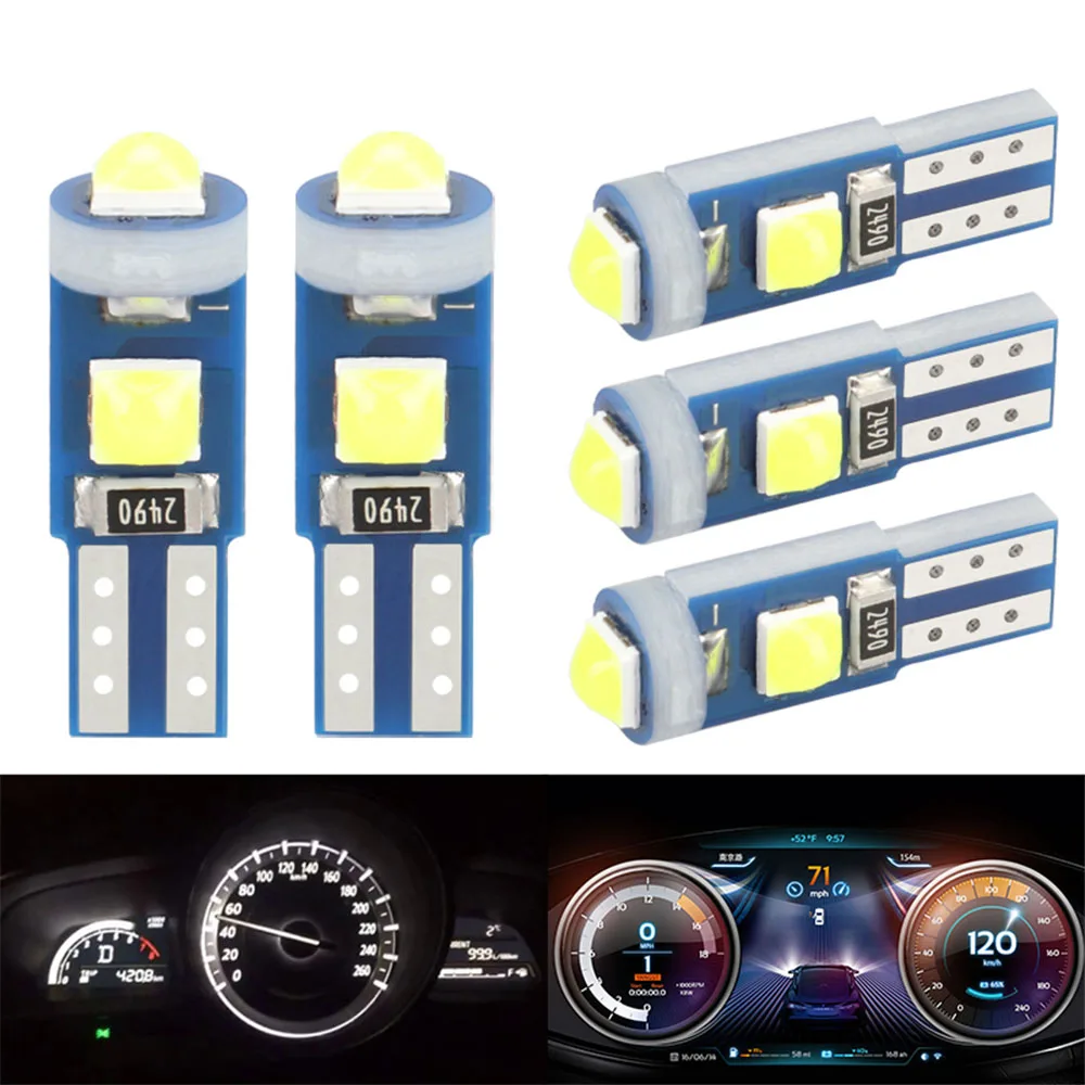 

10pcs t5 led light Car Dashboard lamp Oil gauge Speedometer Reminder light Warning light Instrument lights Alarm indicator light