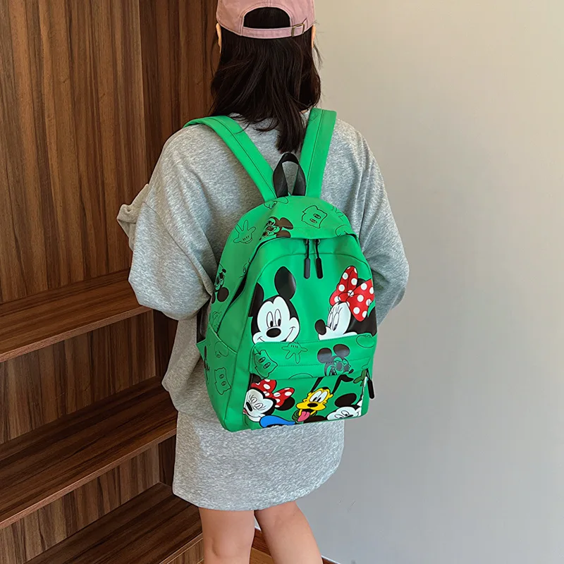 Disney Mickey PU Leather Backpack Classic Cartoon Laptop Bag Minnie Mouse Large Capacity School Bag for Women Fashion Tote Bag