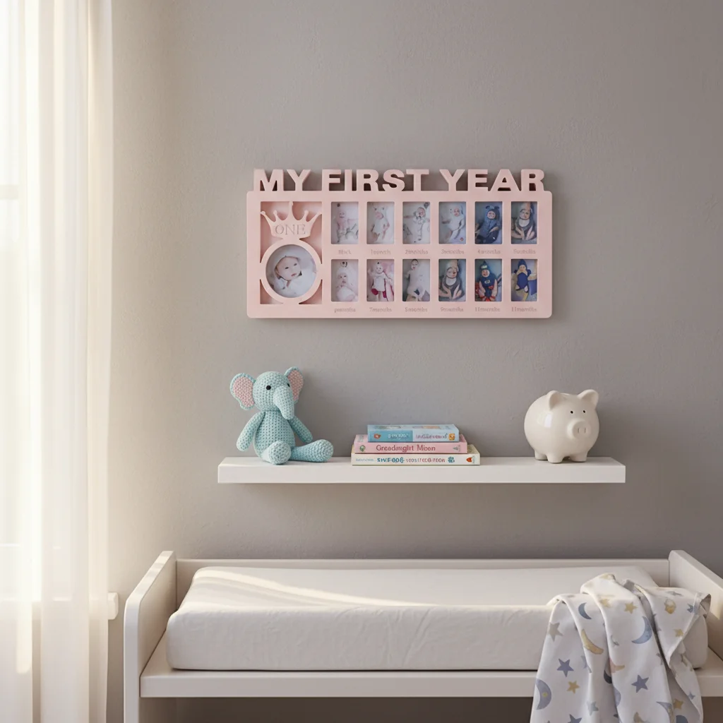 

12-Month Baby Growth Memory Photo Frame Wall Hanging Desktop Display Frame Gift for Family