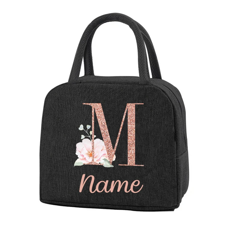 Personalised Custom Name Portable Lunch Bags Thermal Insulated Bento Cooler Bag Picnic Food Pouch Gifts for Women Kids