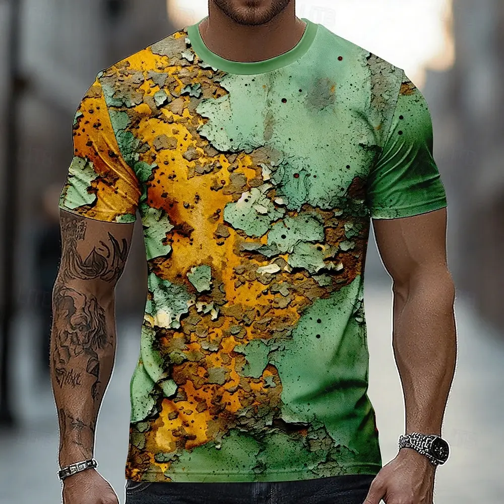 Men's Optical Illusion T Shirt Short Sleeve T shirt 3D Print Crew Neck Shirt Casual Summer Spring All Seasons Clothing Apparel