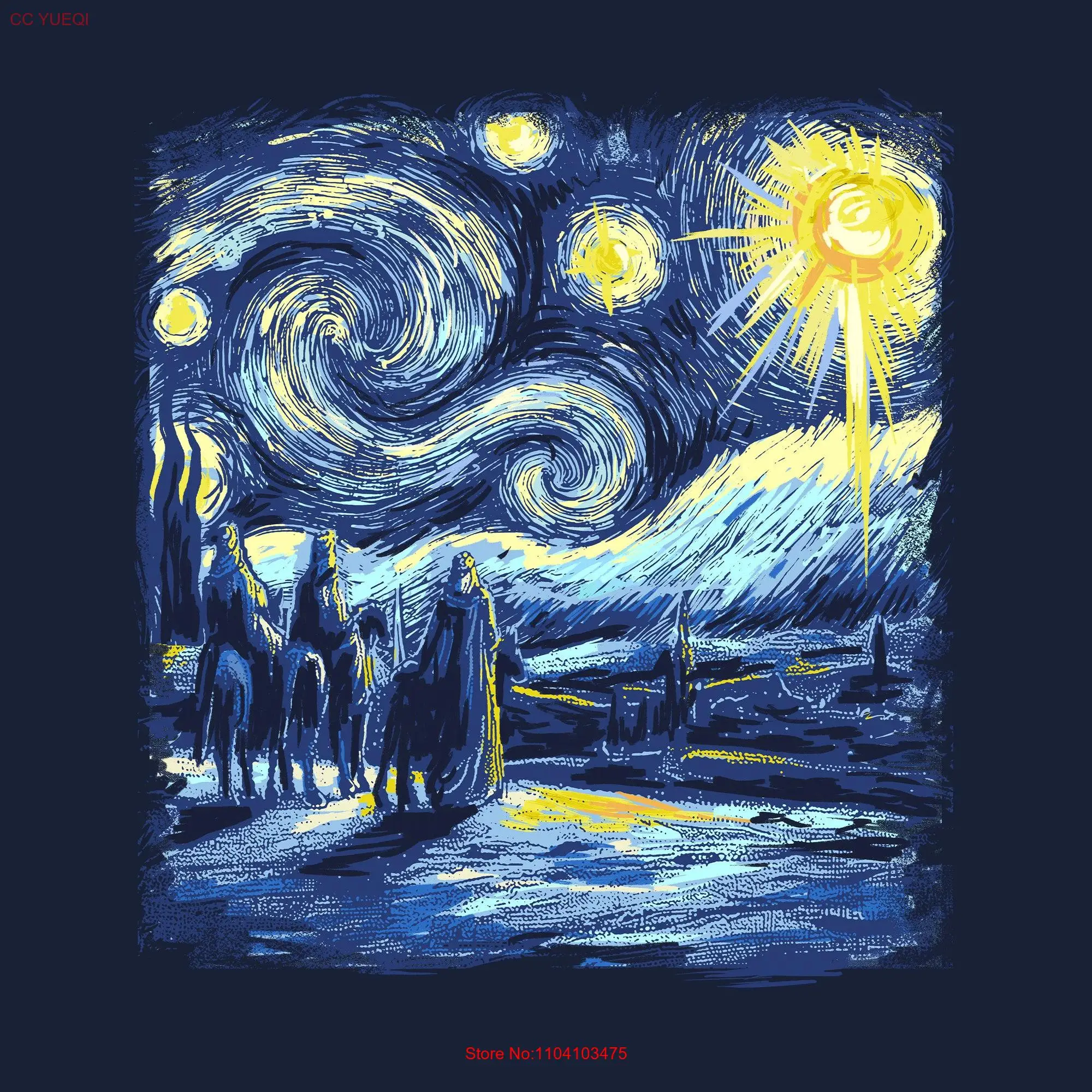 Starry NighT T Shirt For Art Lover Vincent Van Gogh 3 Wise Men Faith Christian Funny Christmas long or short sleeves