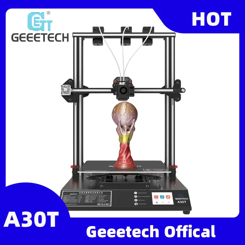 

3D-принтер Geeetech A30T 3-в-1, автоматическое выравнивание, смешанные цвета, смешанные цвета, область печати 320*320*420 мм, филаментный фdm