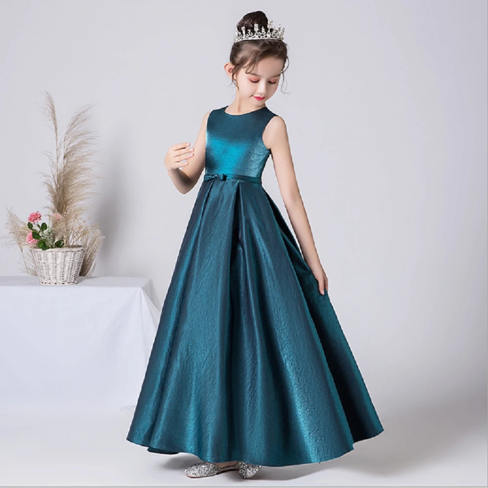 

Sleeveless Flower Girl Dresses Party Dress For Girl Satin Junior Concert Formal Elegant Banquet Gowns