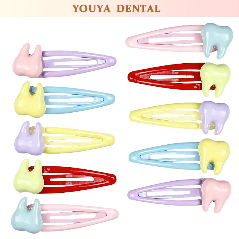 

5 pairs Dental Cute Colored Headpieces Hair Clips Children Mini Hair Accessories Side Clips Dental Gift Decorations