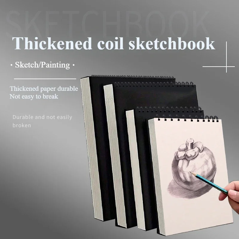 A3/A4/A5/A6 Sketchbook 30 Sheets/60 Pages Double Coil Binding Not Fall Off The Page for Sketch Paint Suitable Beginner Artists