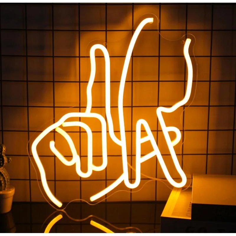 Gesture Neon Light Baseball Basketball Neon Signs for Wall Decor Orange Letter LED Sign Fingers LA Neon Lights