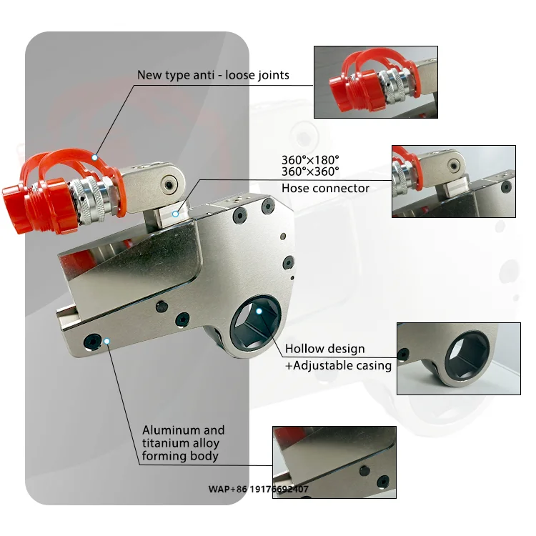 

Aluminum-titanium Alloy Low Profile Hollow Hydraulic Torque Wrench for Shipbuilding Ironand Steel Metallurgy Widely Uesd