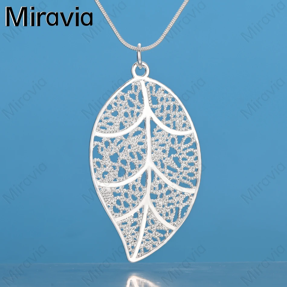 

Miravia 925 Sterling Silver Leaf Hollow Pattern Pendant Necklace Women'S Exquisite Cute Wedding Party Jewelry