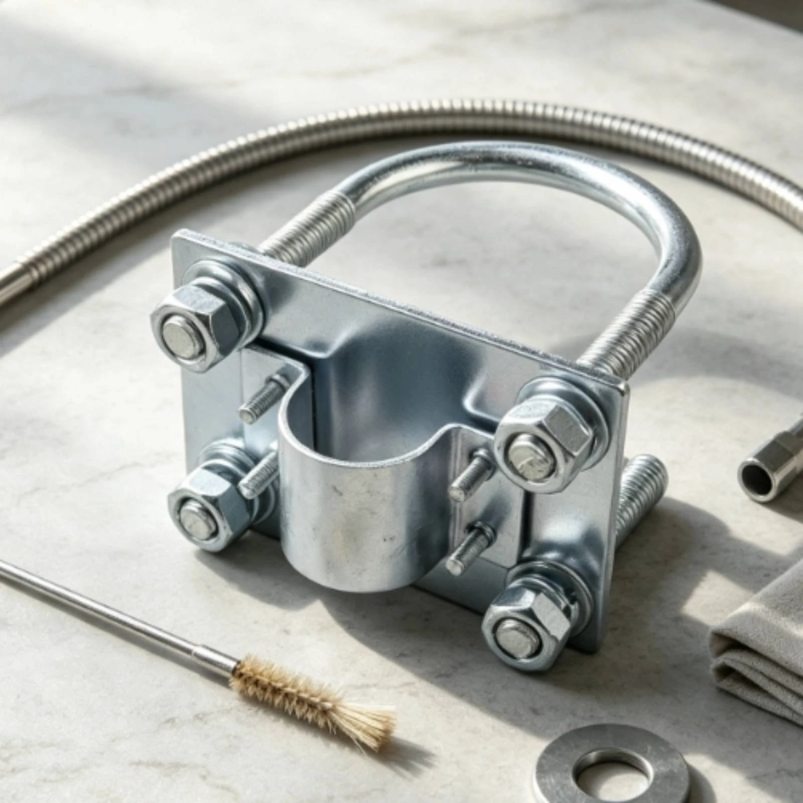 U-Bolt Antenna Clamp Iron Mast Mounting Clamp Bracket Antenna Bracket Metal Secure for Installers, Pole Fastening