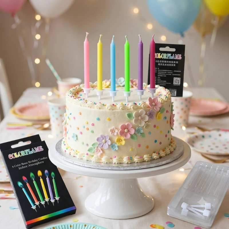 Multicolour Flame Candles Colorful 5/6pcs/pack Wedding Party Birthday Cake Candles Decoration Party Supplies for Children Kids