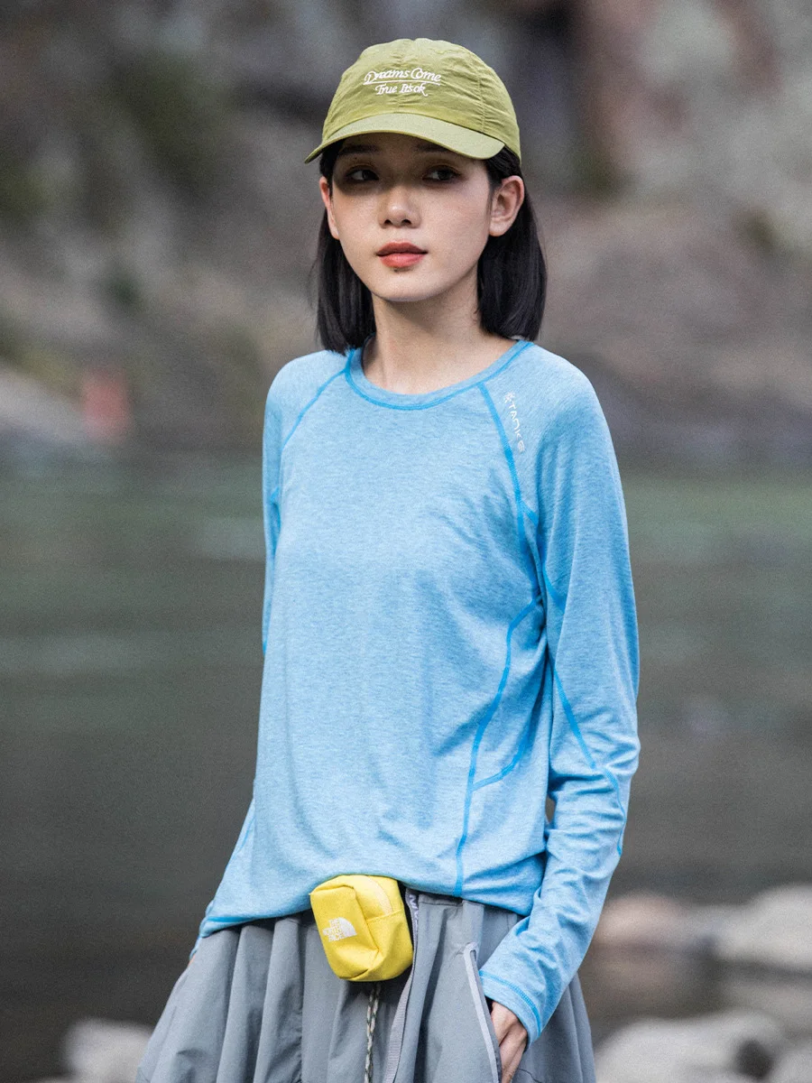 

Уличная женская футболка Long Sve Qui Dry, легкая, для пешего туризма, альпинизма, Spor, свободная посадка, круглая футболка Ne