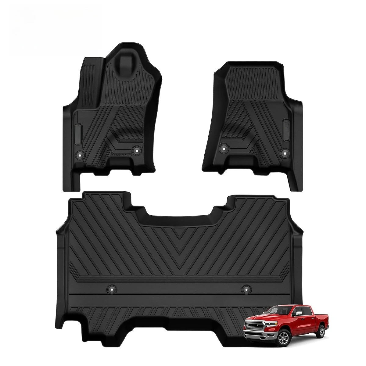 

3D-коврики для пола для Ram 1500 Crew Cab 2025-2026 годов, всепогодные, для сидений-ковшей