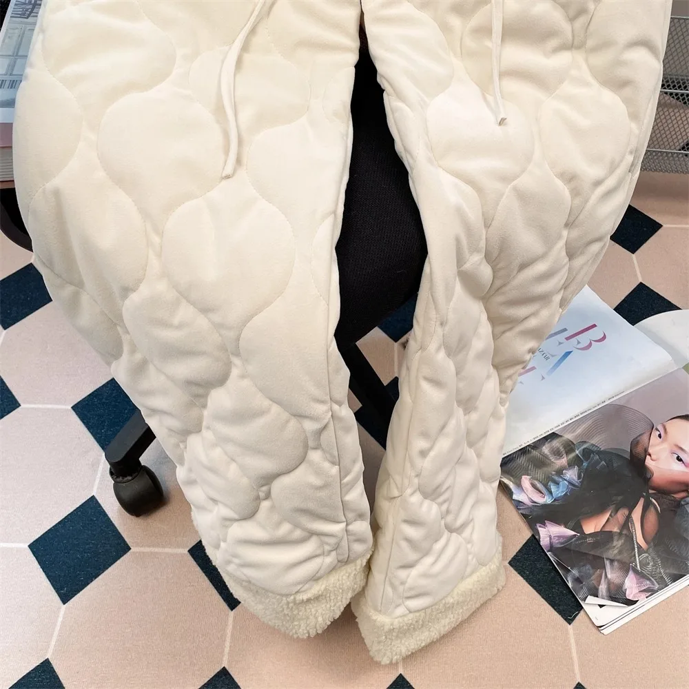 

Винтажные хлопковые брюки с вышивкой колбасы и собаки для мужчин и женщин зимой, новые утолщенные флисовые прямые брюки Pa