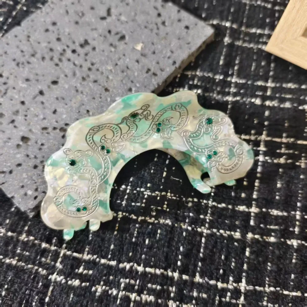 

Chinese Style Chinese Style Shark Clip Acetic Acid Geometric Dragon Pattern Hair Claw Ponytail Holder Exquisite