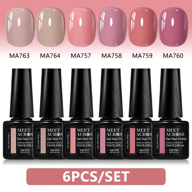 6-delige 1-staps nagelgellakset Eenvoudig aan te brengen Geen basisgel toplaag nodig Bespaar tijd UV/LED Losweken Langdurige Nail Art Vernis