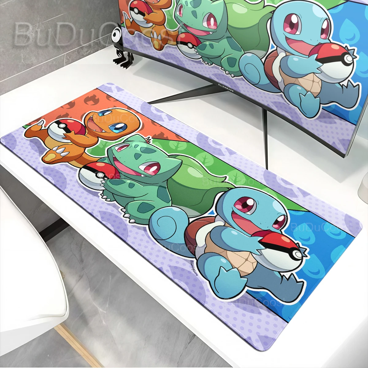 Rubber Mousepad Pokémon Blastoise Squirtle Gamer 90x40cm Mouse Pad Gaming Locking Edge Keyboard Desk Mat Office PC Laptop Mats
