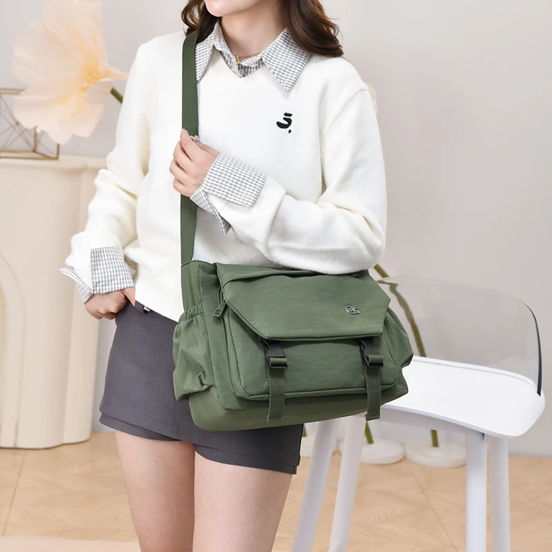 حقيبة كروس كاجوال من النايلون على طراز Preppy للنساء، حقائب كتف بحزام، سعة كبيرة، حقيبة سفر محايدة، محافظ للأولاد