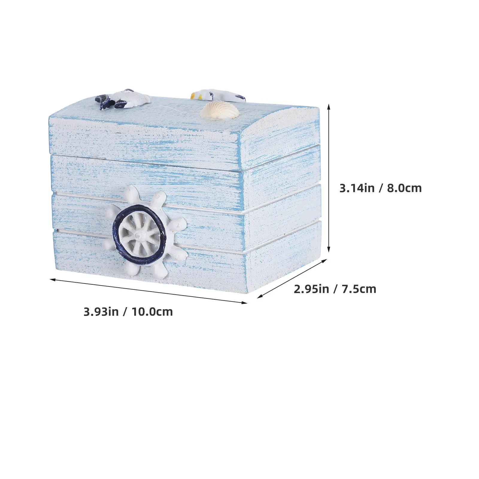 Ocean Style Wooden Box Handmade Chest Jewelry Storage Small Wooden Chest Decorative Home Decor
