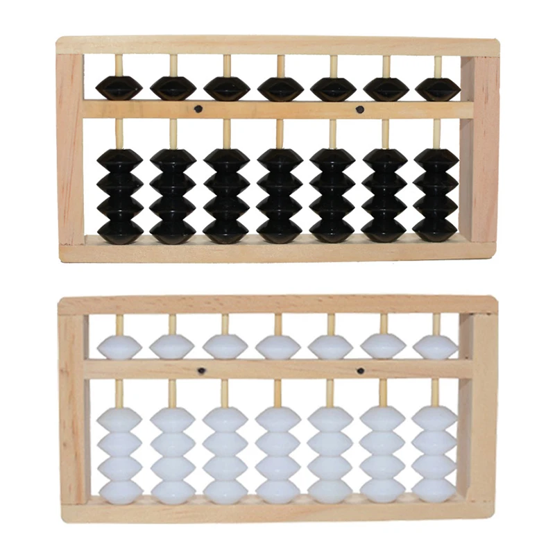 1 Piece Portable Children Math Arithmetic Calculating Counting Frame Student Educational Toy 7 Column 5-Bead Wooden Abacus