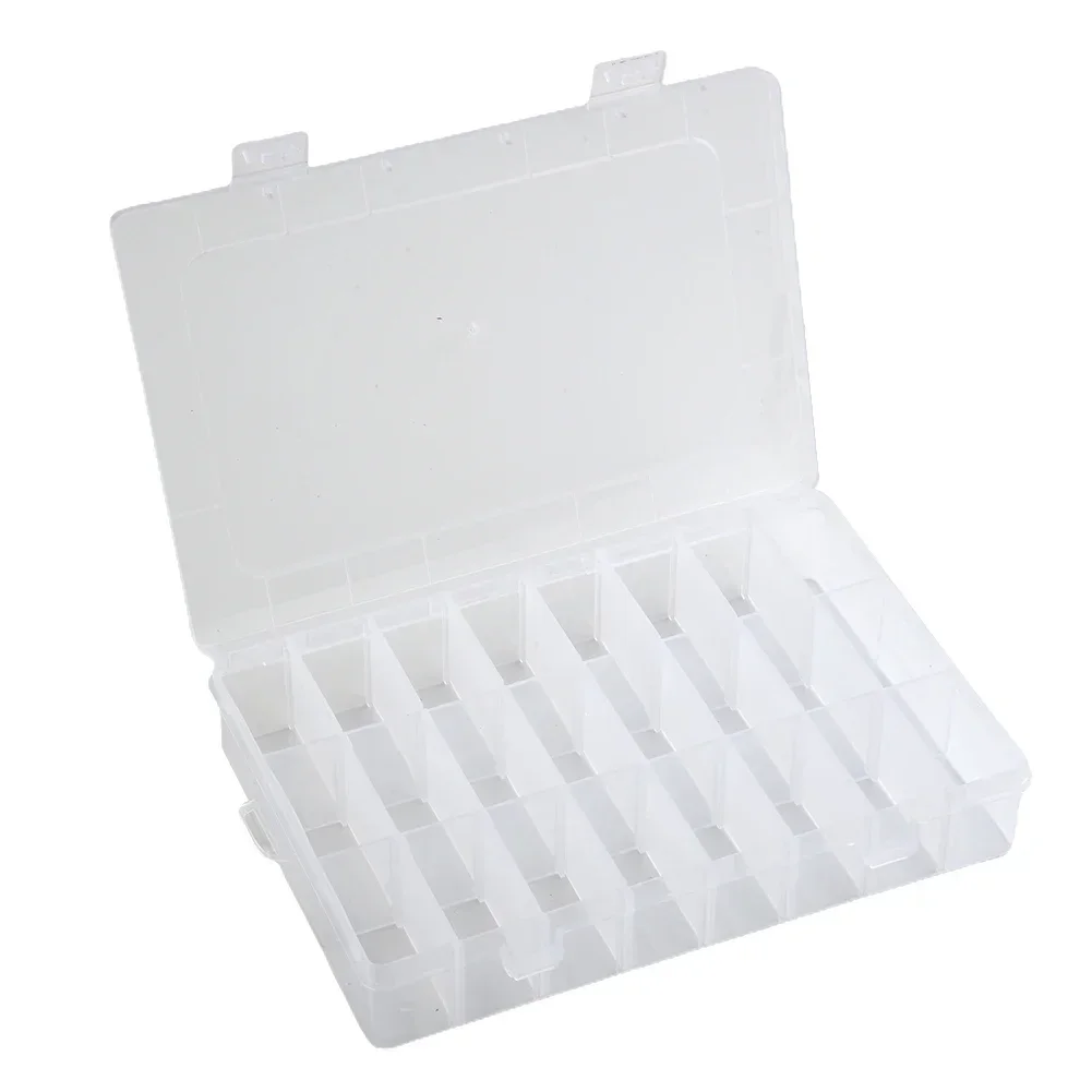 24 Griglie Scomparto Scatola di Immagazzinaggio di Plastica Trasparente Vite Supporto Custodia Organizzatore Contenitore 19x12,5x3,5 Cm Per Gioielli