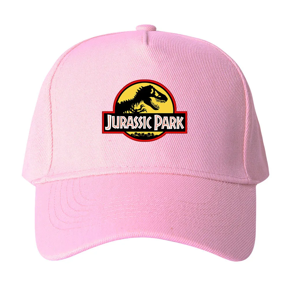 ジュラシックパークレトロネオンピンクロゴ野球帽ファッションユーズド加工綿帽子男性女性屋外夏のギフトキャップ帽子