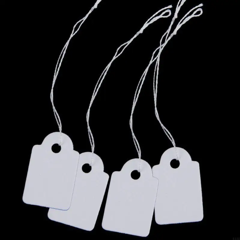E15E 500Pieces Display Tags with Hanging String Mini Writable Blank Label Display Tag