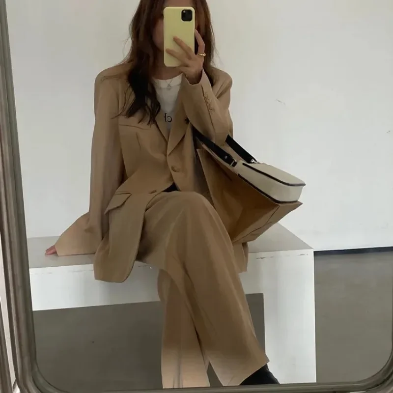 Insozkdg Autumn Fashion New Ensemble Blazer Femme Loose Fit Blazers Women Ensemble Femme Two Piece Set Women Suits Office Sets