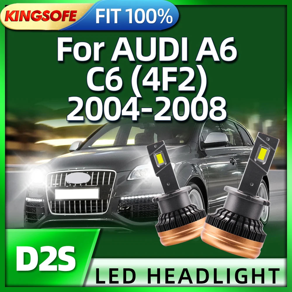 

KINGSOFE 2Pcs 30000LM D2S Car LED Headlights 6000K White Light Bulbs For AUDI A6 C6 4F2 2004 2005 2006 2007 2008