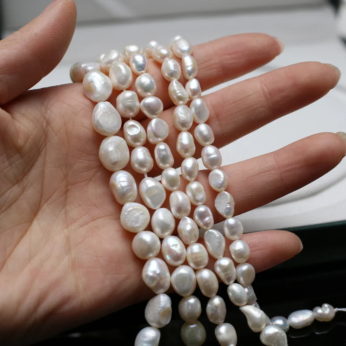AA 18cm Flawless Clean Natural Freshwater Irregular Pearl Bead Straight Hole Gift Jewelry Make DIY Necklace Bracelet Accessories