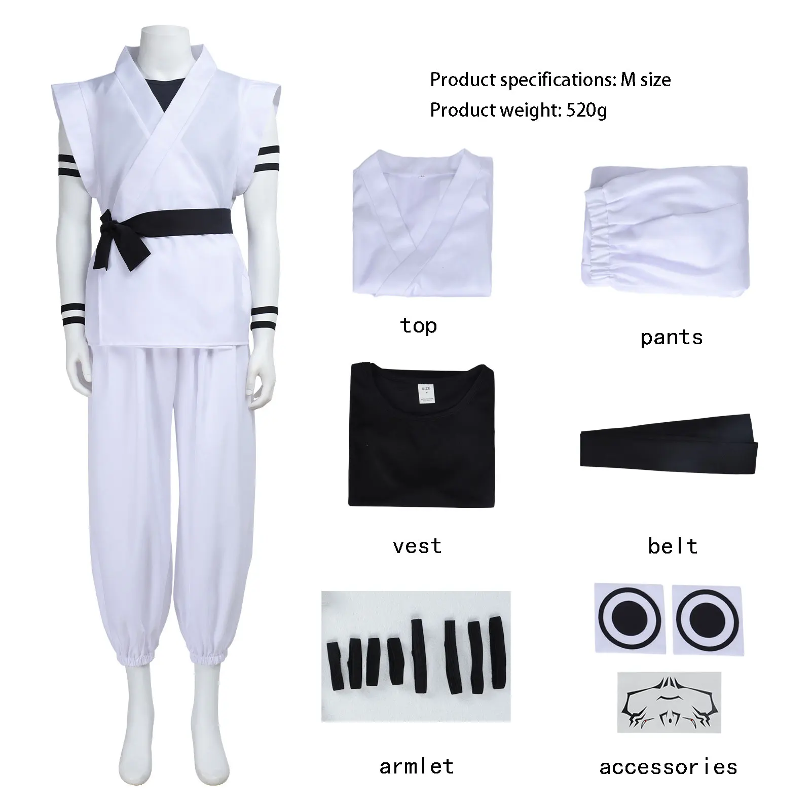 Gintama Shimura Shinpachi Cosplay-Kostüm, weiß, schwarz, Samurai-Kostüm im japanischen Stil, Anime-Cosplay-Kostüm mit Zubehör