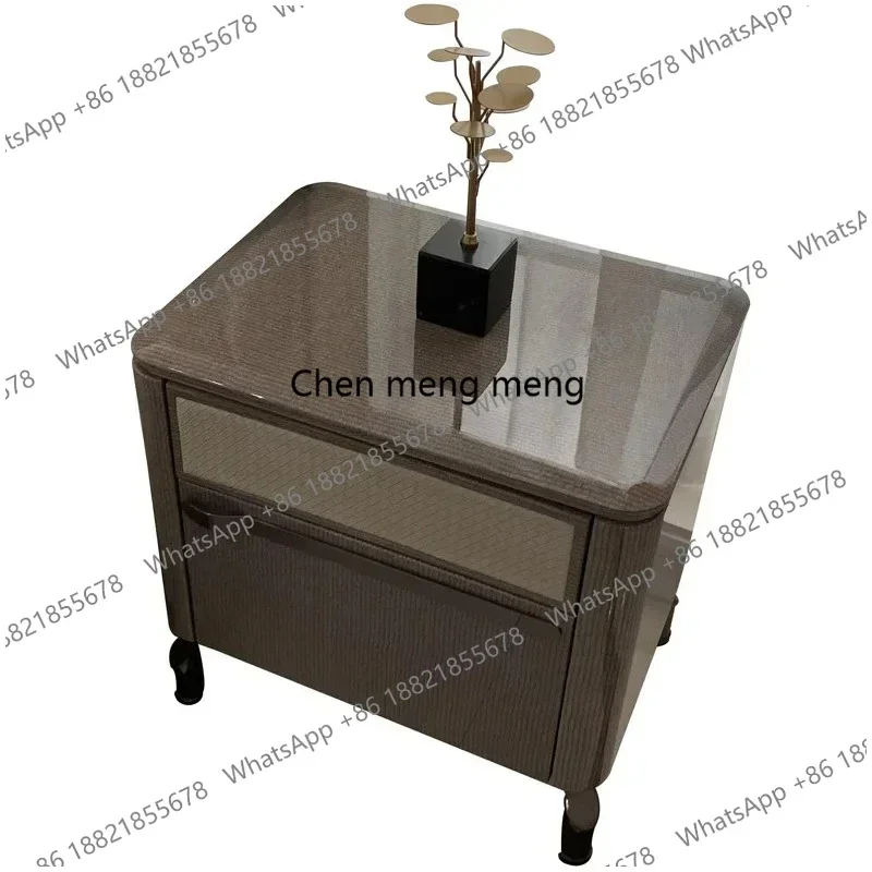 

Z136Light luxury bedroom solid wood bedside table Italian luxury villa suite locker
