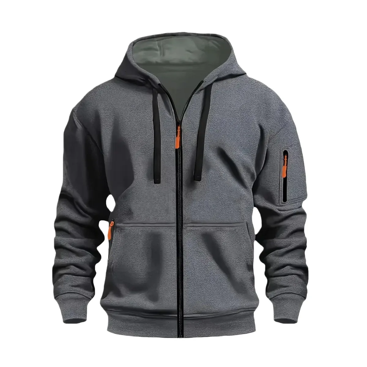 جديد الرجال الخريف والشتاء عارضة بلون مقنعين البلوز المألوف سستة جيب الشارع الرياضة السترة مقنعين قميص.