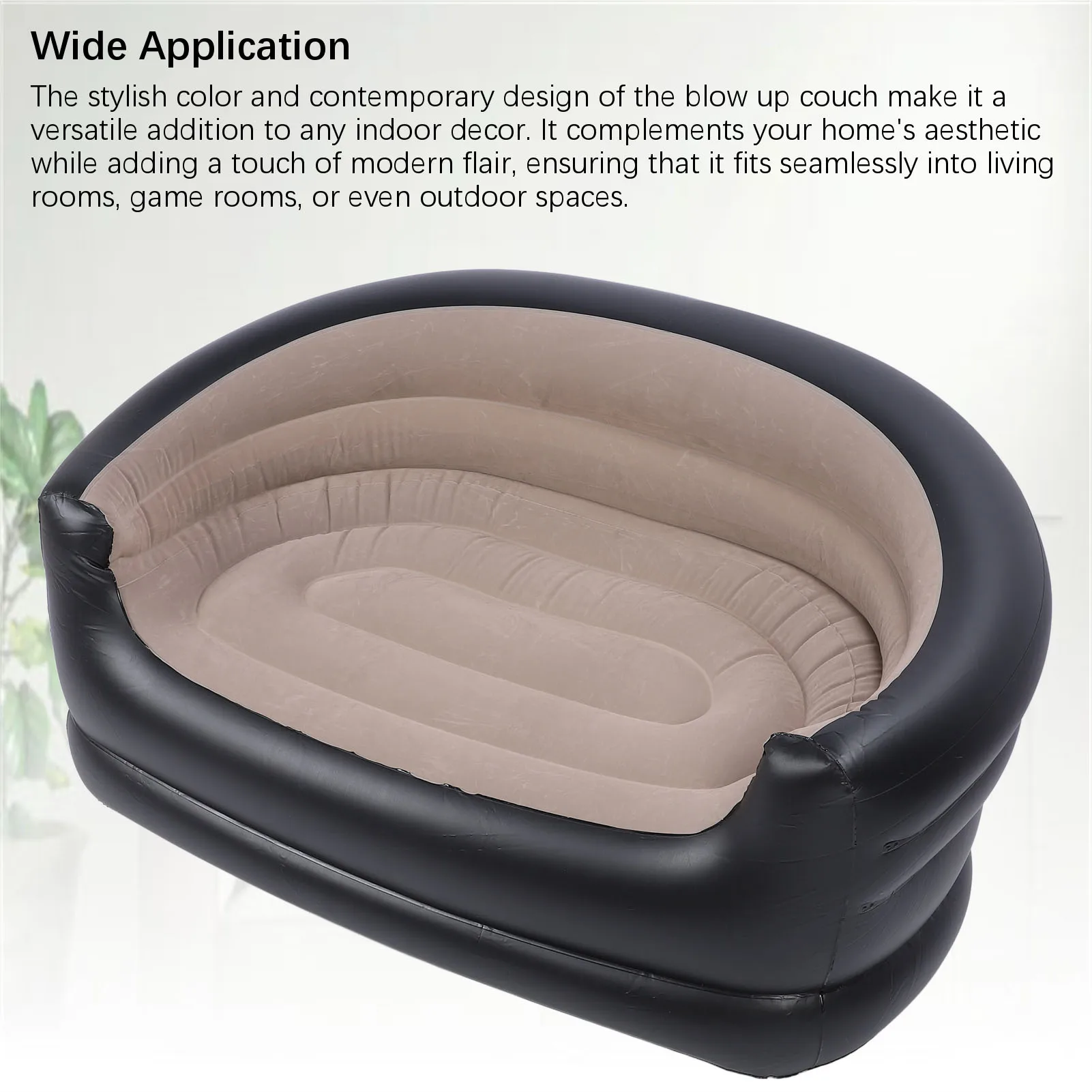 Inflatable Chair PVC and Velvet Water Proof Comfortable Portable Blow Up Couch for Outdoor