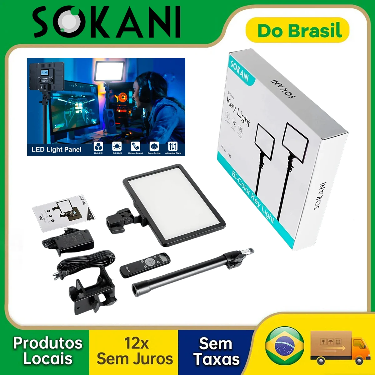 【Do Brasil】Sokani P25 LED ملء الضوء مع حامل الأسطح