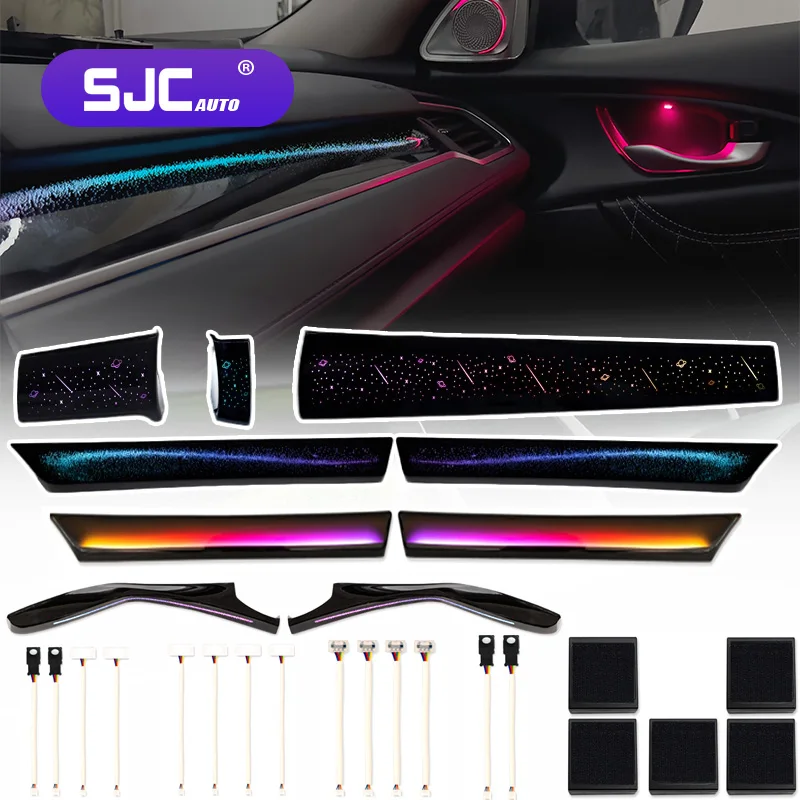NewSJC Car Interior LED Ambient Light for Honda civic 2016-2021 for LHD/RHD Dynamic Symphony 64-Color Kit  Decorative Accessorie