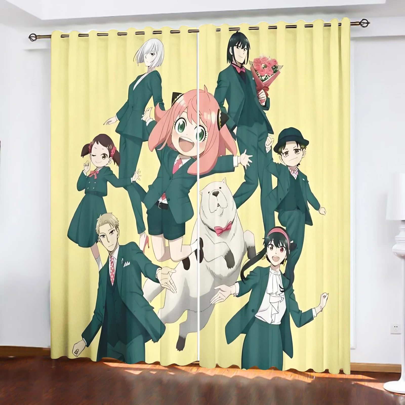 SPY×FAMILY Anime Blackout Curtain 2Panels Anya Forger Cartoon Window Curtain For Bedroom Living Room Home Decoration Drapes`